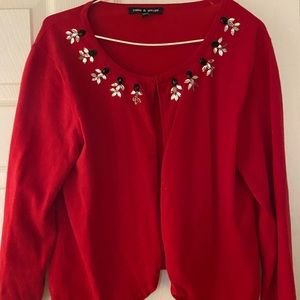 Red holiday jeweled sweater